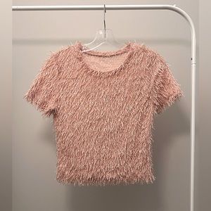 Zara furry fuzzy top tee | S size | pink